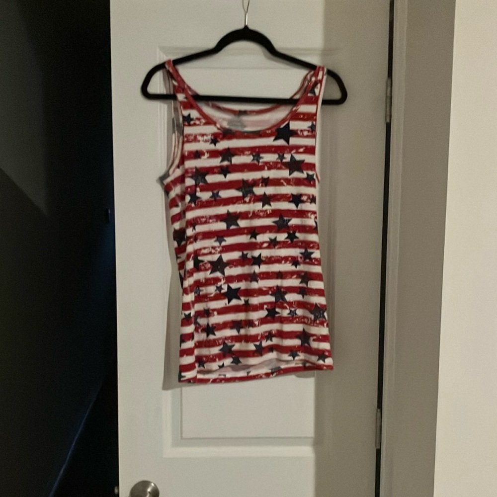 Faded Glory Red and White Striped Sleeveless Tank Top XXL
